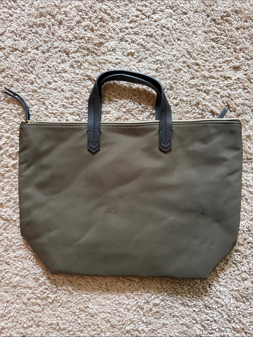 Stella & Dot Olive Green Tote with Black Handles